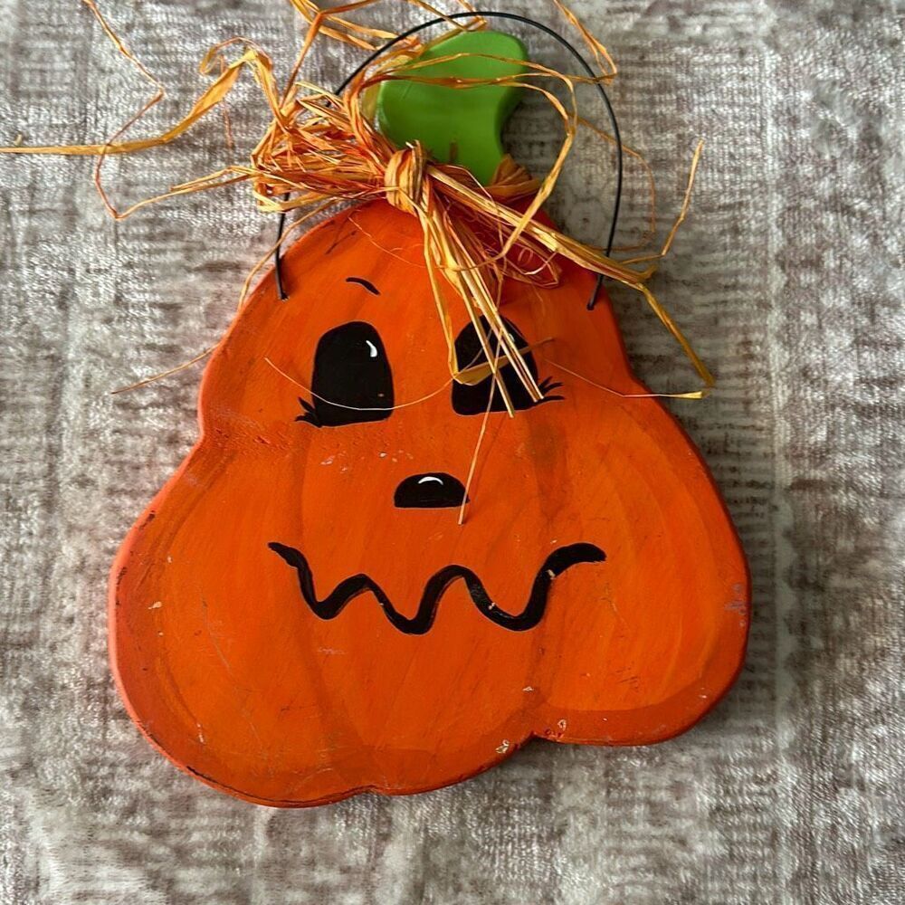 Pumpkin wall hanging 10.5” orange pumpkin whimsical